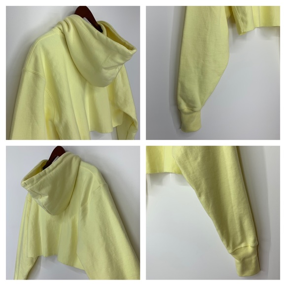 Champion Reverse Weave Lemon Yellow Thick Cropped Hoodie New Nwt Size Small - Picture 11 of 16